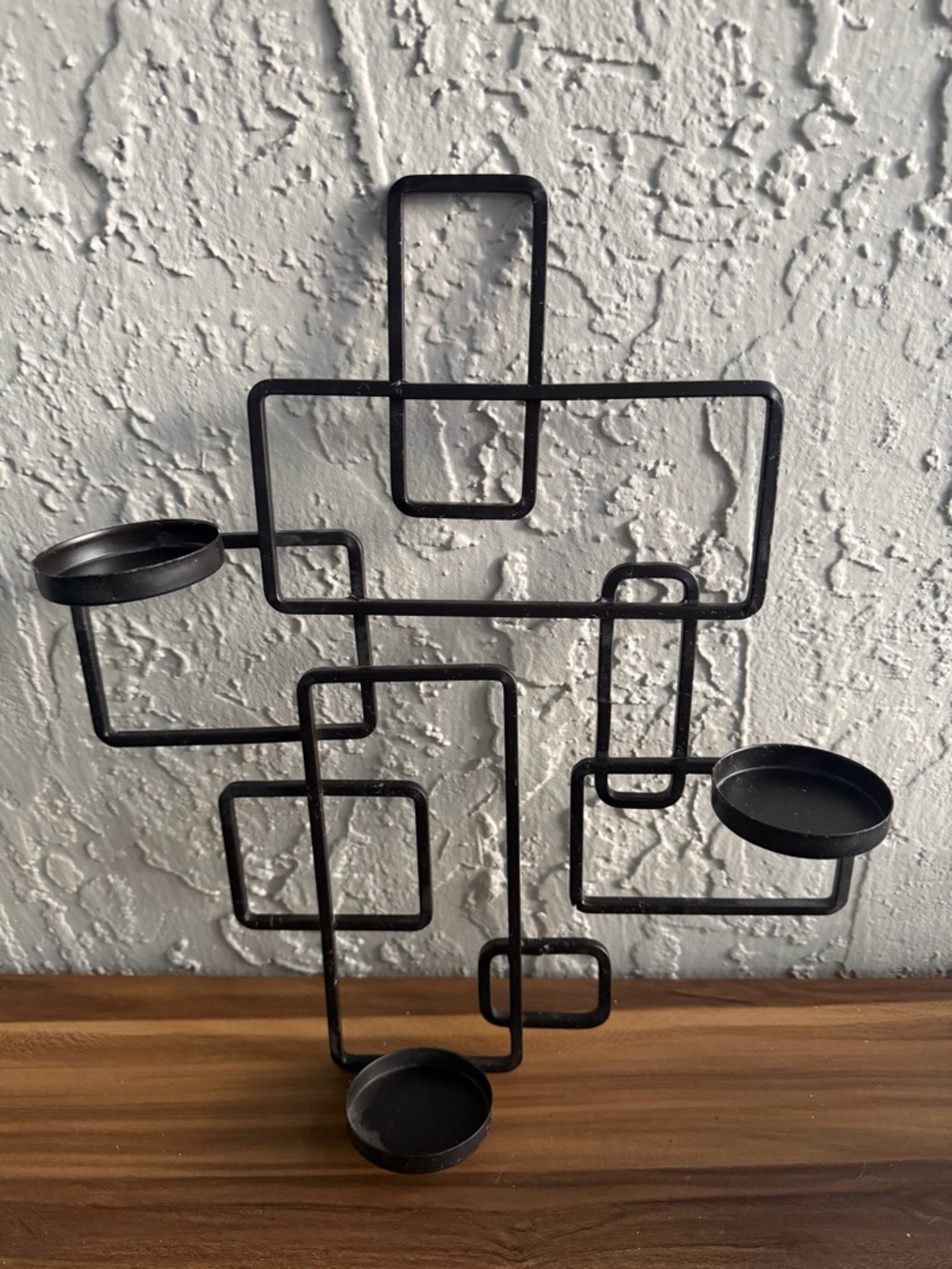 Black Geometric Metal Wall Candle Holder - Modern Home Accent